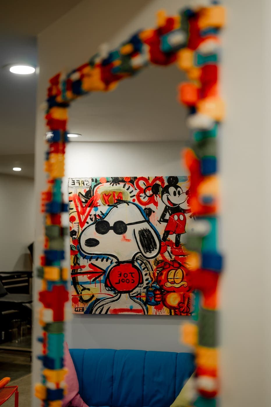 Le miroir à pompons et notre toile pop art